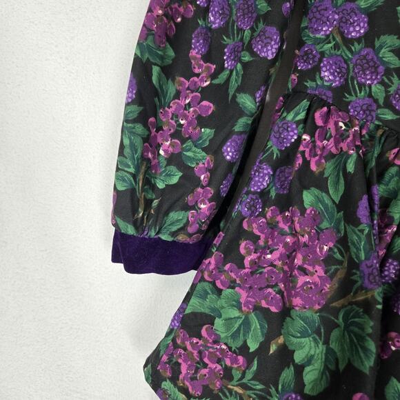VTG Philly California Dress Girls sz 5 Black Purple Grapes Berries Party - Picture 4 of 16